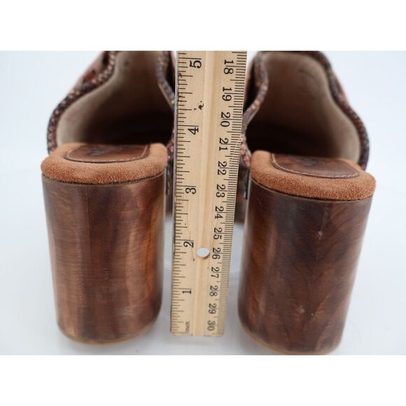 Freebird by Steven Woodstock Clog Size 10 Wooden Chunky Boho Pink Brown - Picture 7 of 11